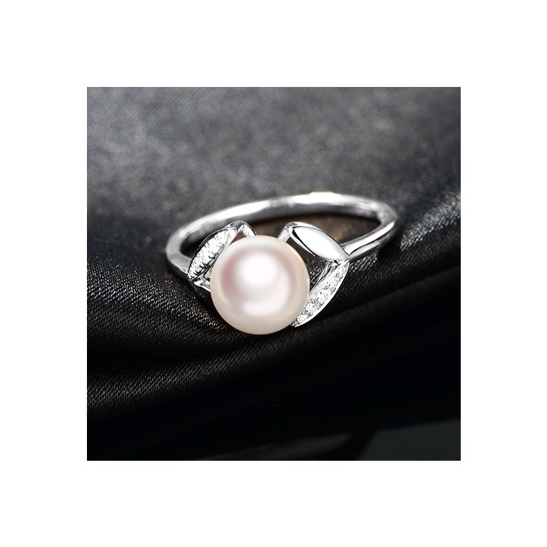 Bague pétales Or blanc, diamants et perles Akoya Japon - 3