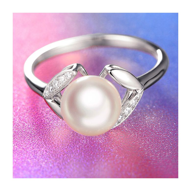 Bague pétales Or blanc, diamants et perles Akoya Japon - 7