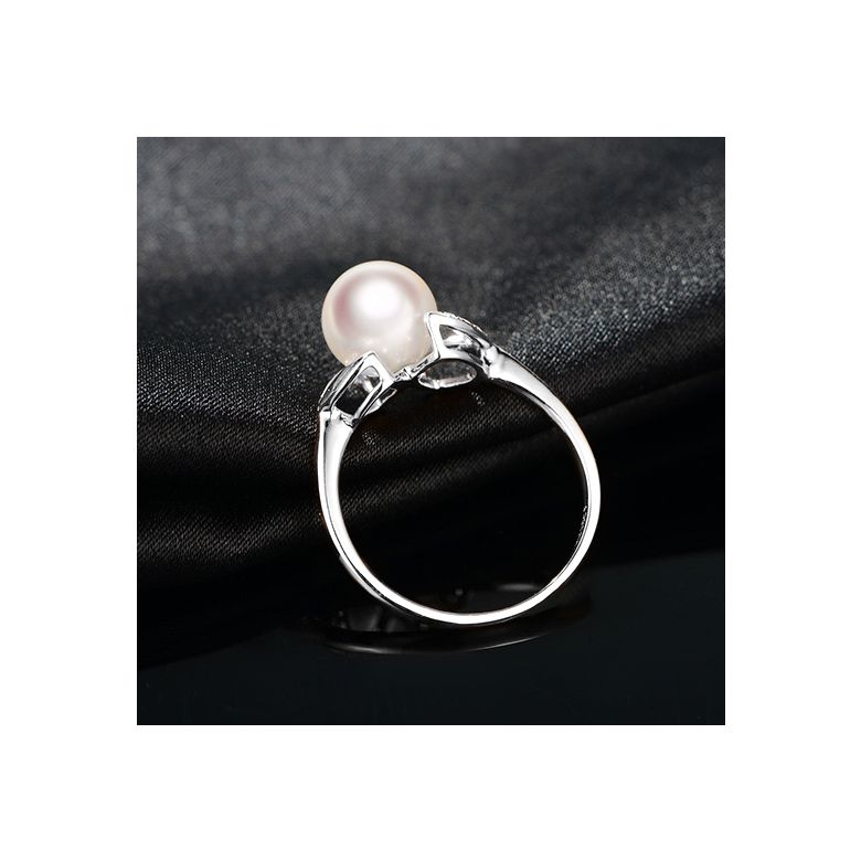 Bague pétales Or blanc, diamants et perles Akoya Japon - 6