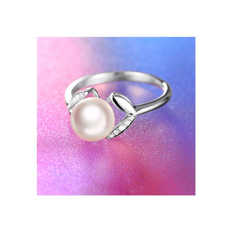 Bague pétales Or blanc, diamants et perles Akoya Japon - 8