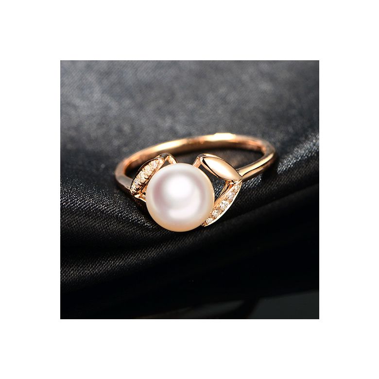 Bague pétales Or rose, diamants et perles Akoya Japon - 3