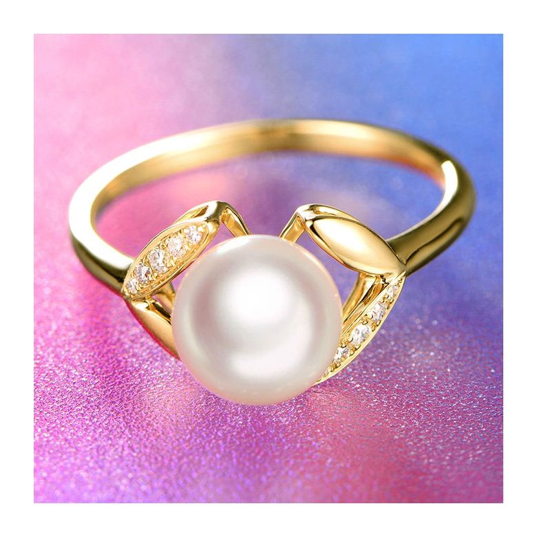 Bague pétales Or jaune, diamants et perles Akoya Japon - 2