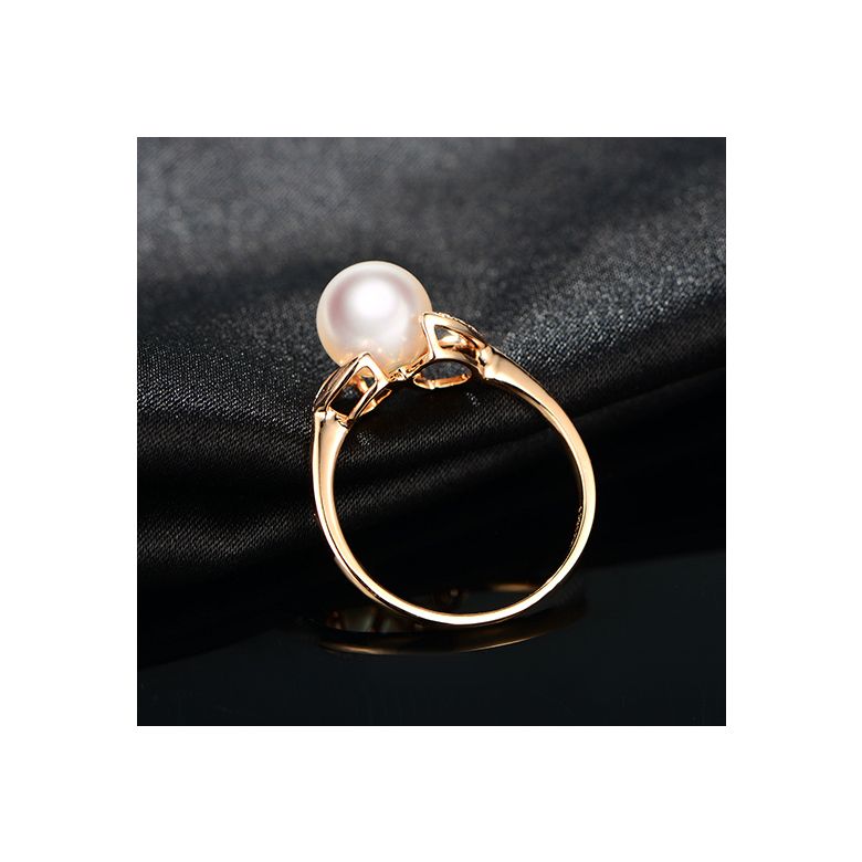 Bague pétales Or rose, diamants et perles Akoya Japon - 6