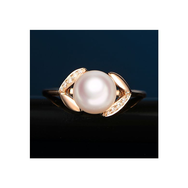 Bague pétales Or rose, diamants et perles Akoya Japon - 2