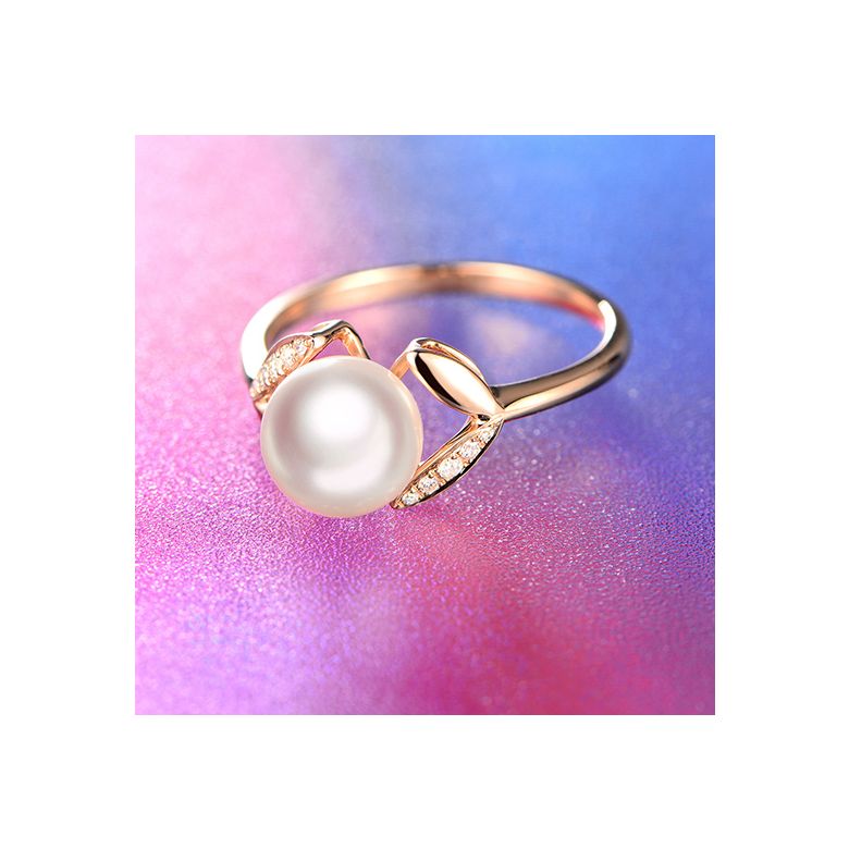 Bague pétales Or rose, diamants et perles Akoya Japon - 7