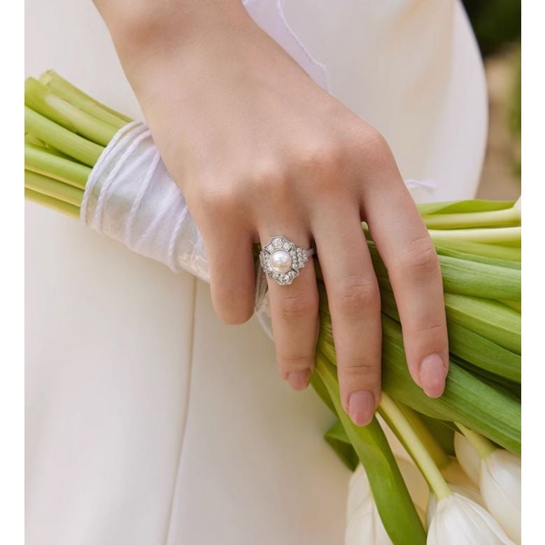 Bague Art Déco Perle Akoya - Collection Géométria Préciosa - 3