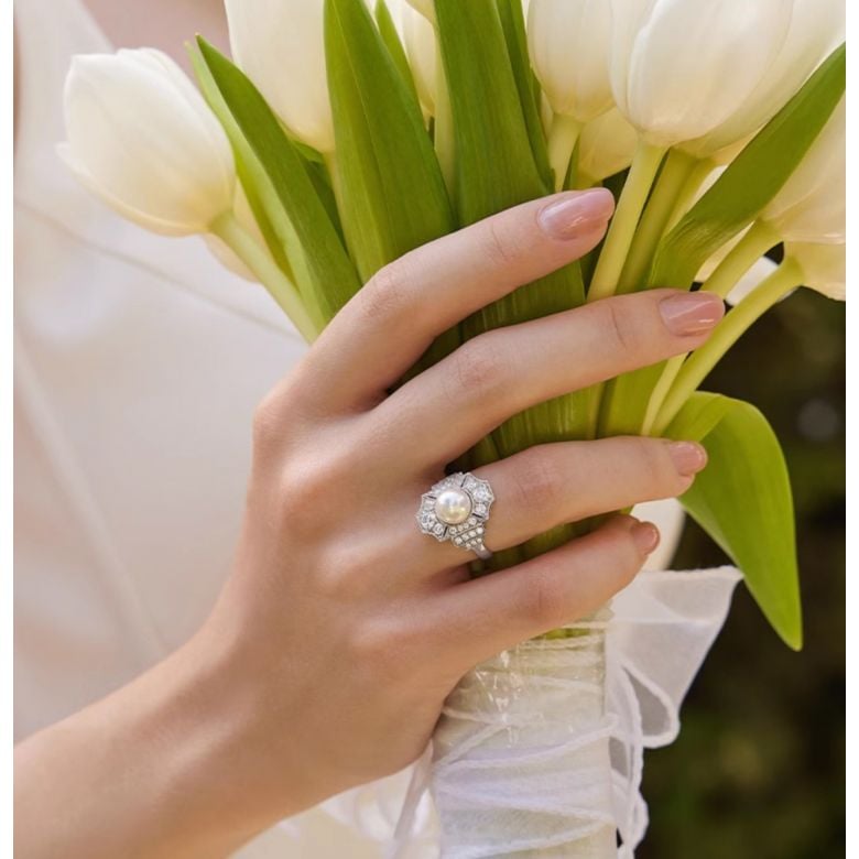 Bague Art Déco Perle Akoya - Collection Géométria Préciosa - 1