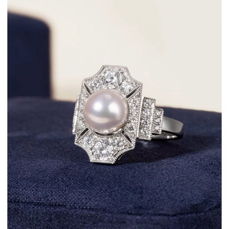Bague Art Déco Perle Akoya - Collection Géométria Préciosa - 2