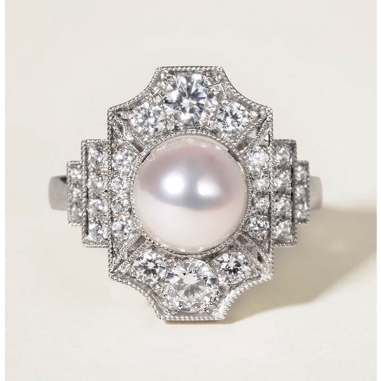 Bague Art Déco Perle Akoya - Collection Géométria Préciosa - 5
