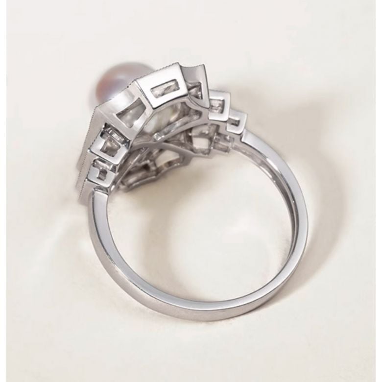 Bague Art Déco Perle Akoya - Collection Géométria Préciosa - 7