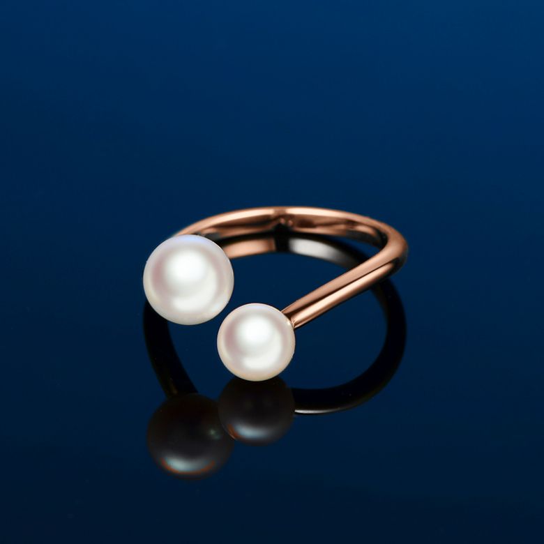 Bague perles Akoya Toi et Moi. Or rose - 3