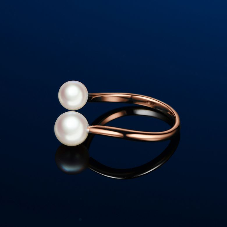 Bague perles Akoya Toi et Moi. Or rose - 4