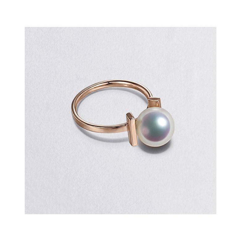 Bague moderne perle Akoya du Japon et or rose 18 carats - 3