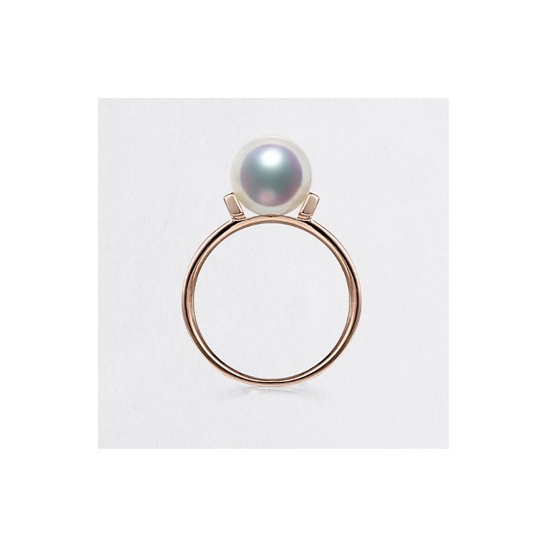 Bague moderne perle Akoya du Japon et or rose 18 carats - 4