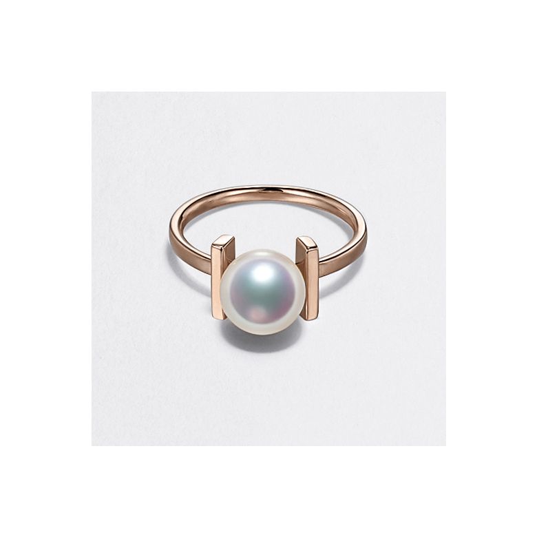 Bague moderne perle Akoya du Japon et or rose 18 carats - 5