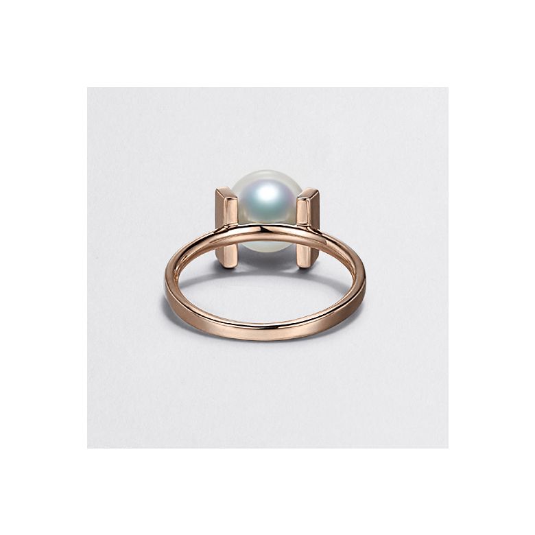 Bague moderne perle Akoya du Japon et or rose 18 carats - 6