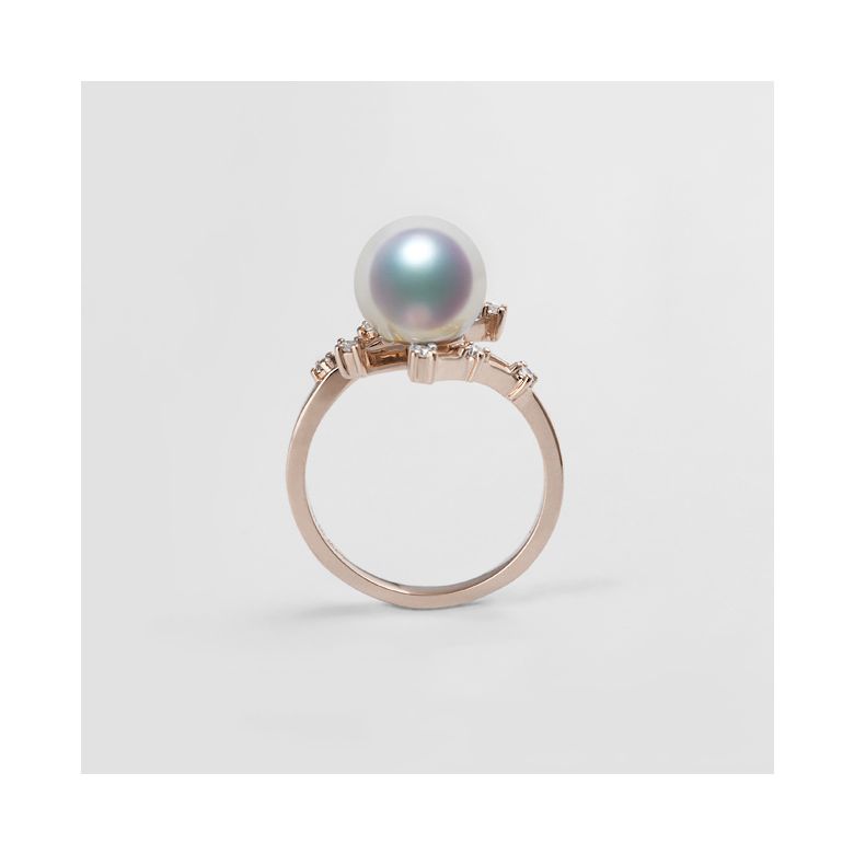 Bague Étoile des neiges. Perle Akoya, Or rose, diamants - 10