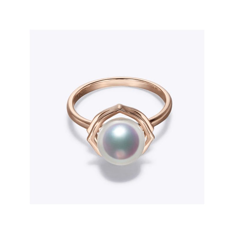 Bague perle de culture - Perle Akoya Japon - Or rose - Coco Chanel - 2