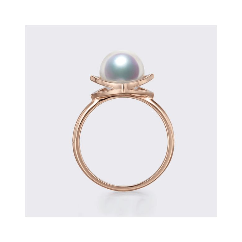 Bague perle de culture - Perle Akoya Japon - Or rose - Coco Chanel - 6