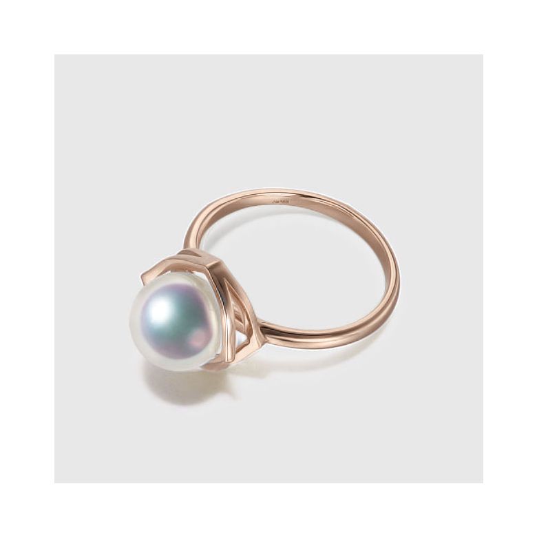Bague perle de culture - Perle Akoya Japon - Or rose - Coco Chanel - 7