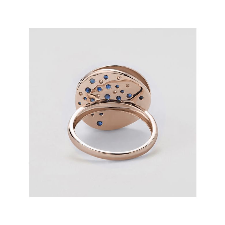 Bague Seiza Constellation I Perle Akoya, saphir, diamant I Or rose - 6