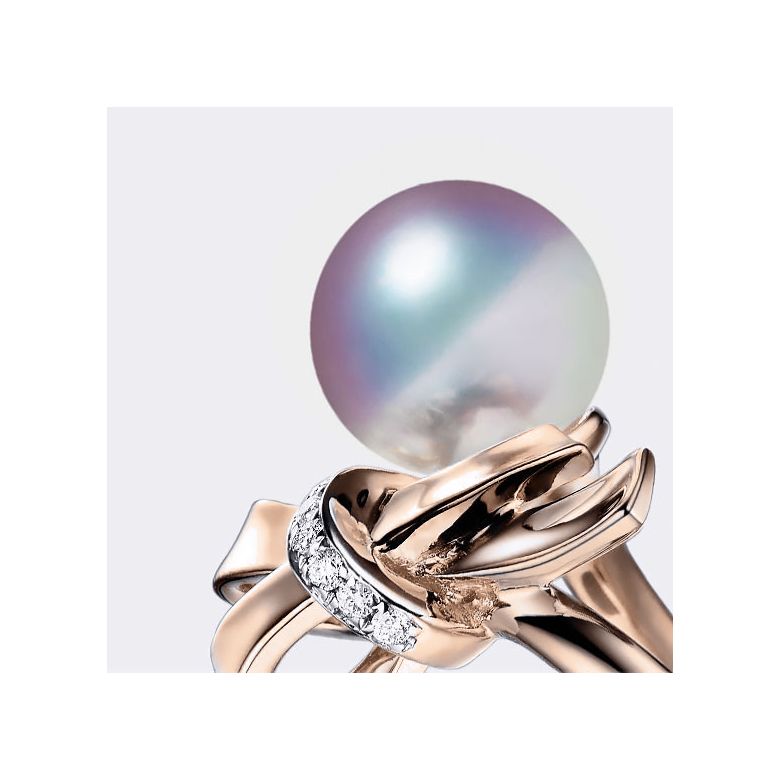 Bague Ti Noeud Koya en Or rose avec sa sublime Perle Akoya du Japon - 3