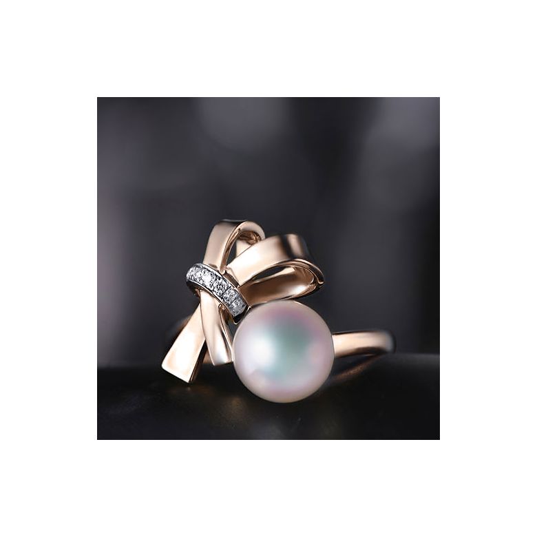 Bague Ti Noeud Koya en Or rose avec sa sublime Perle Akoya du Japon - 4