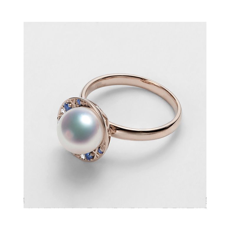 Bague Mikadzuki, Croissant de Lune I Perle Akoya, Saphir, Diamant or rose - 10