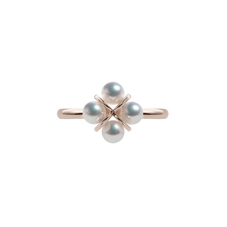 Bague trèfle 4 perles - 2 or rose - 1