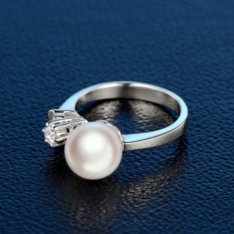 Bague Or blanc. Duo Perle Akoya et Diamant serti - 3