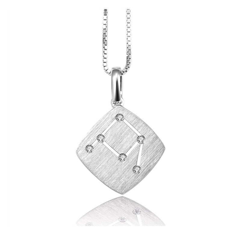 Pendentif constellation zodiacale - Signe de la balance - Or blanc - 1