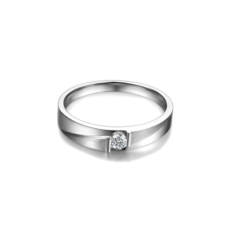 Alliance diamant sertissage demi clos - Métal platine - Homme - 1
