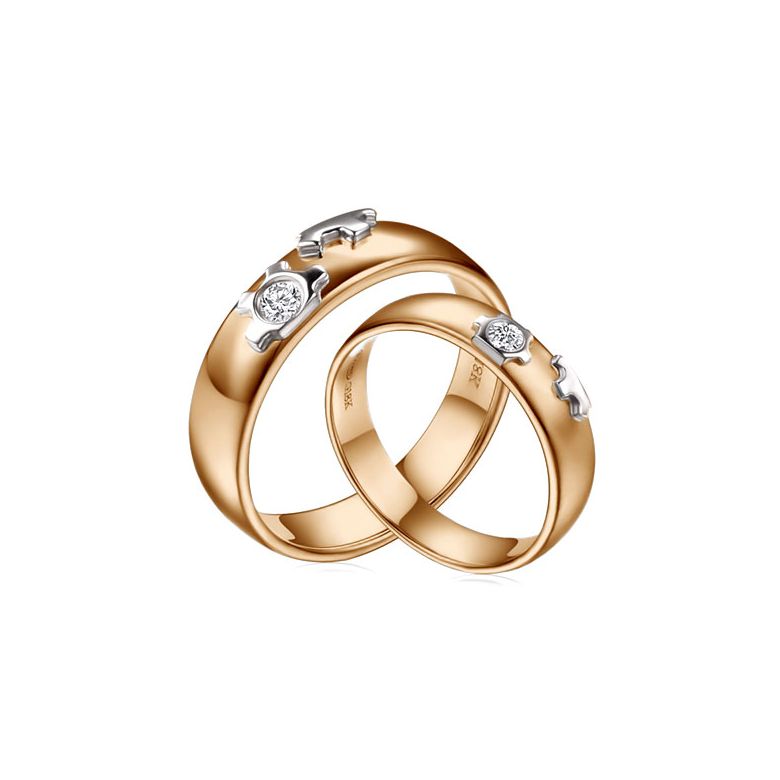 Alliances en or rose et blanc 18cts, Diamant sertie | Azur & Otsar - 1
