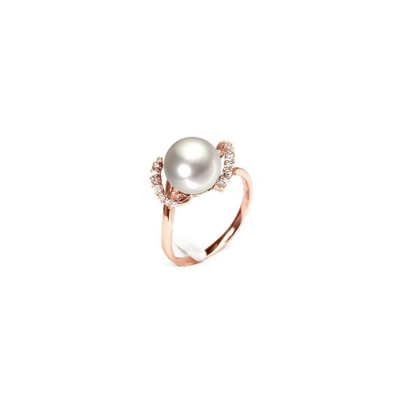 Bague Byzance I  Perle de culture, Or rose, Diamants - 1