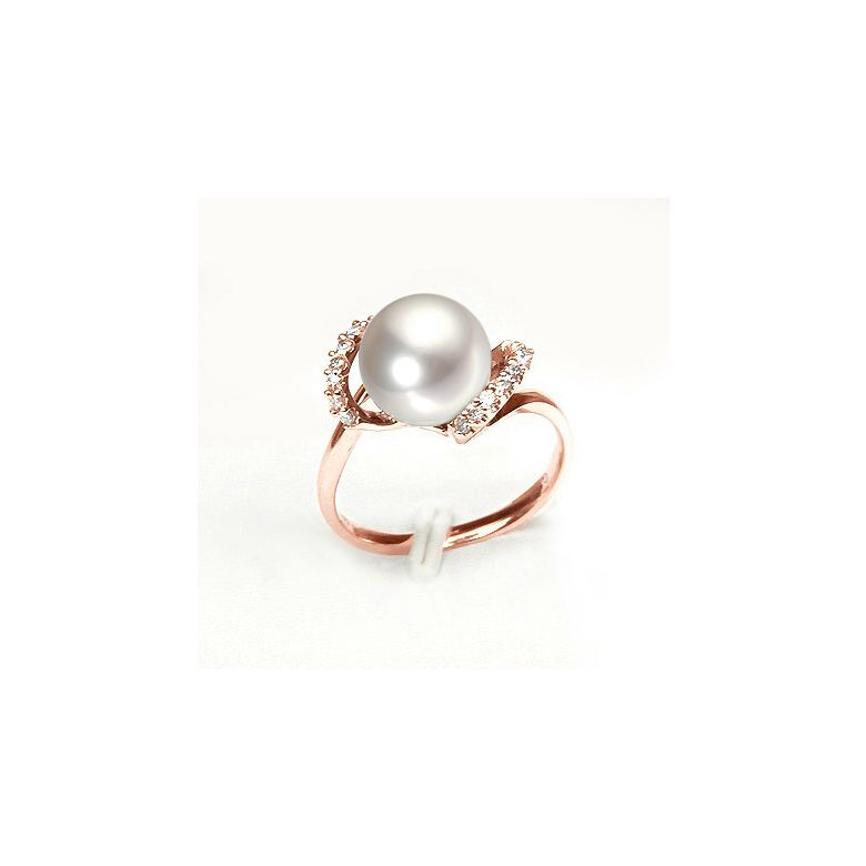 Bague Byzance I  Perle de culture, Or rose, Diamants - 2