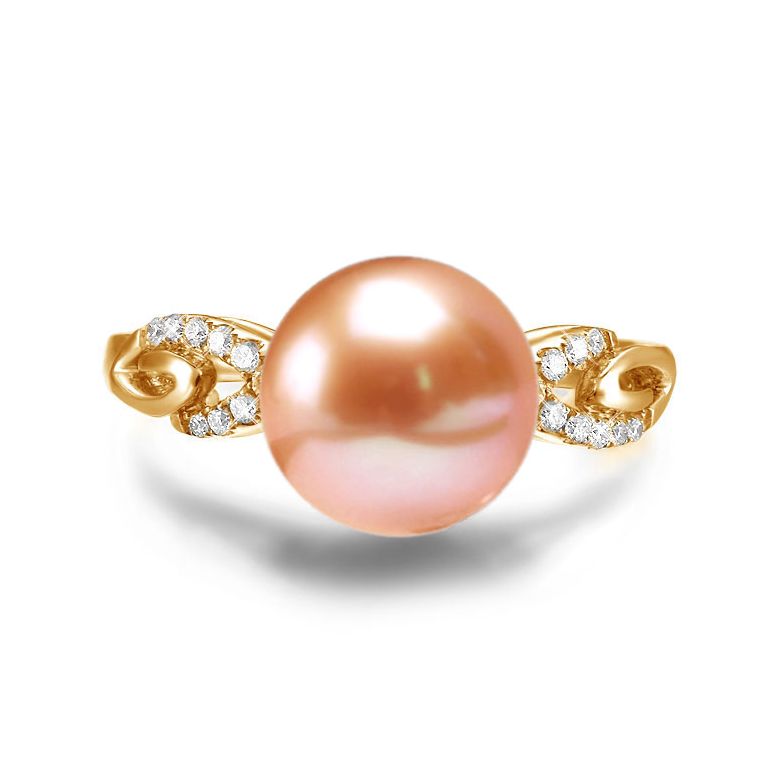 Bague du couple danseur - Perle eau douce - Or jaune 18cts, diamants - 5