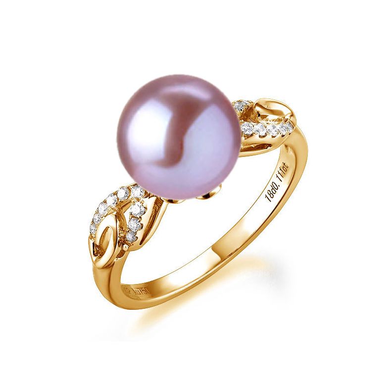 Bague du couple danseur - Perle eau douce - Or jaune 18cts, diamants - 7