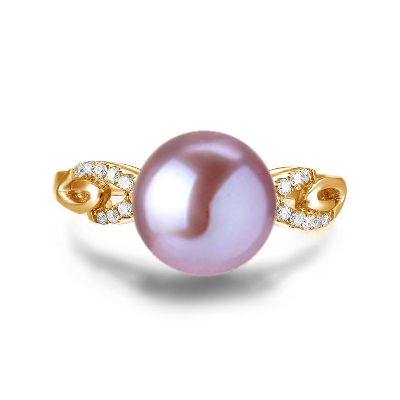 Bague du couple danseur - Perle eau douce - Or jaune 18cts, diamants - 8