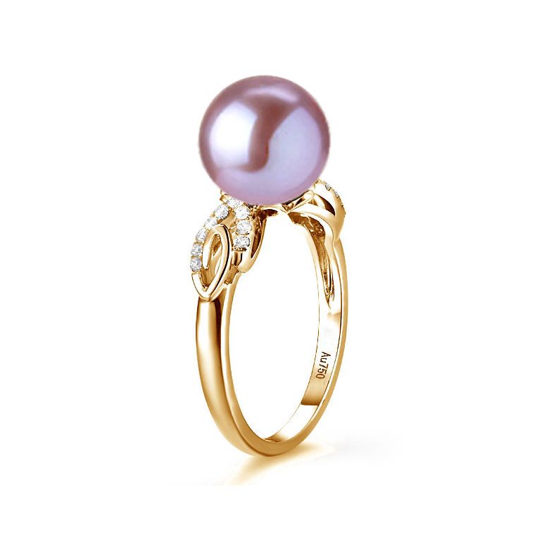 Bague du couple danseur - Perle eau douce - Or jaune 18cts, diamants - 9