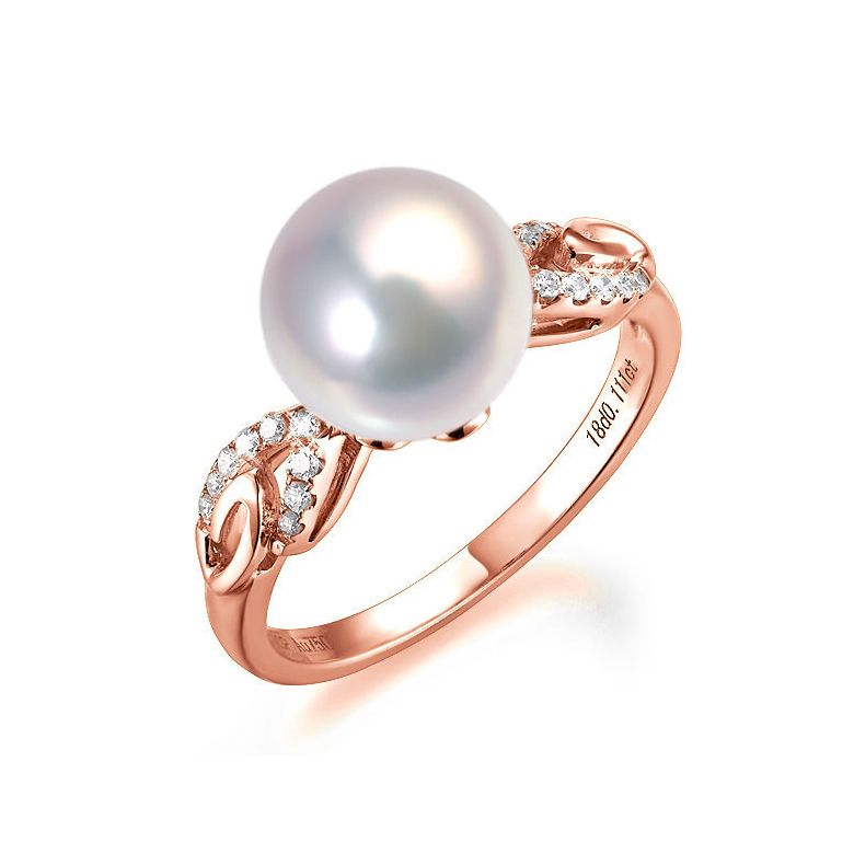 Bague du couple danseur - Perle eau douce - Or rose 18cts, diamants - 1