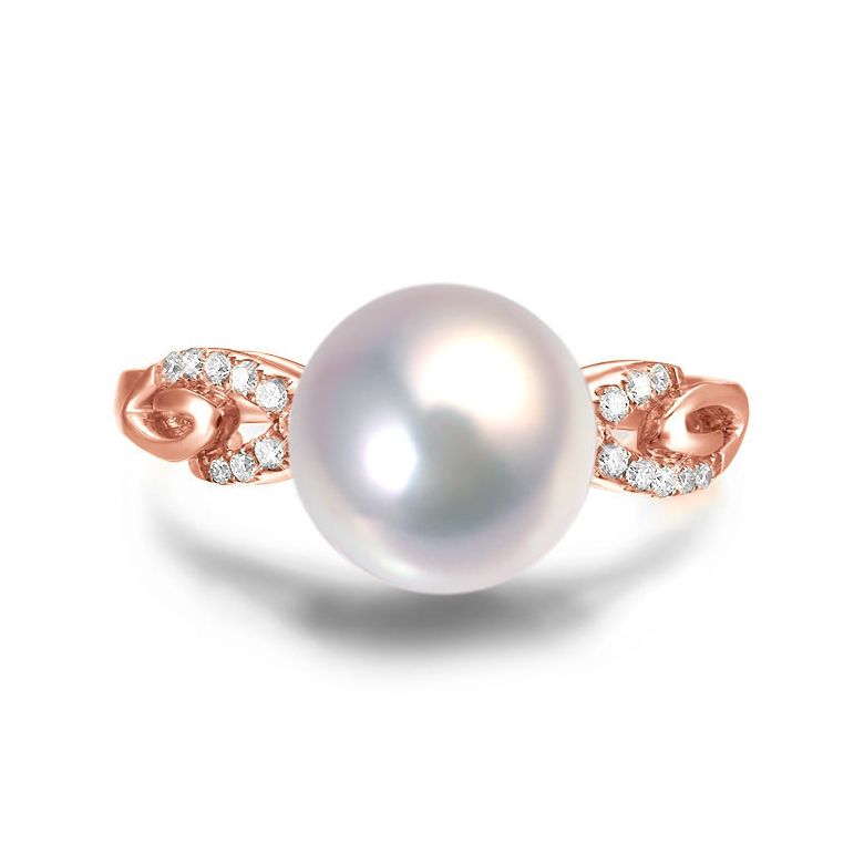 Bague du couple danseur - Perle eau douce - Or rose 18cts, diamants - 2