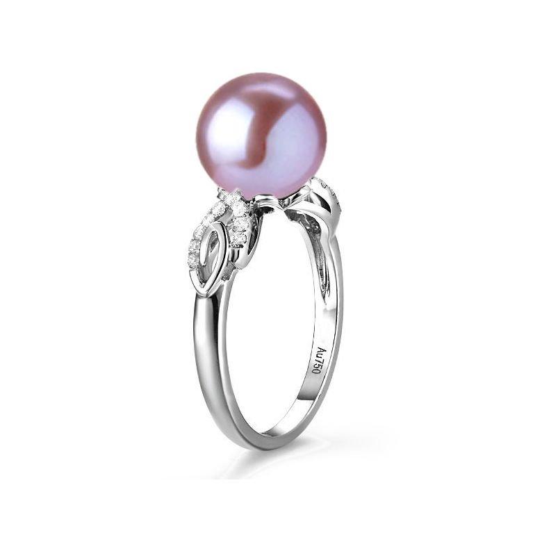 Bague du couple danseur - Perle eau douce - Or blanc 18cts, diamants - 9