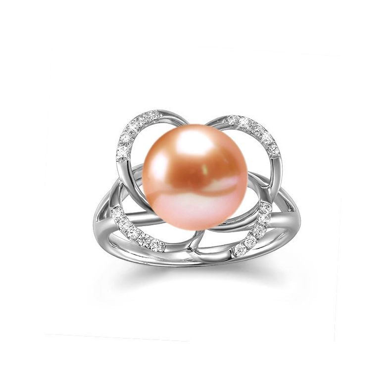 Bague en perle monde floral - Perle de culture or blanc et diamants - 5