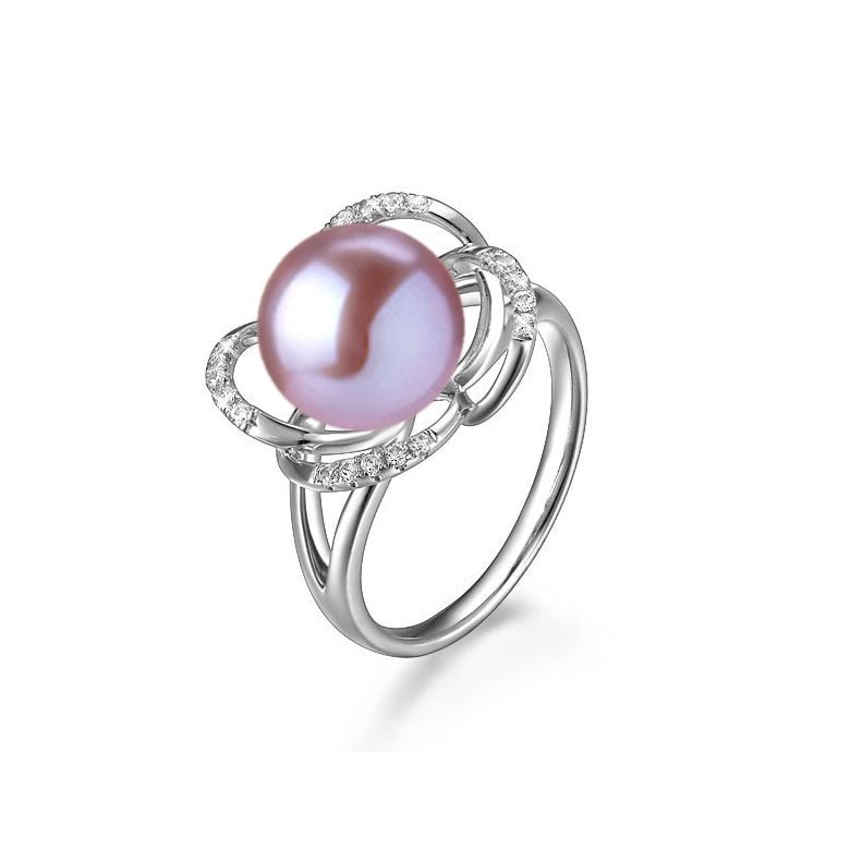 Bague en perle monde floral - Perle de culture or blanc et diamants - 7