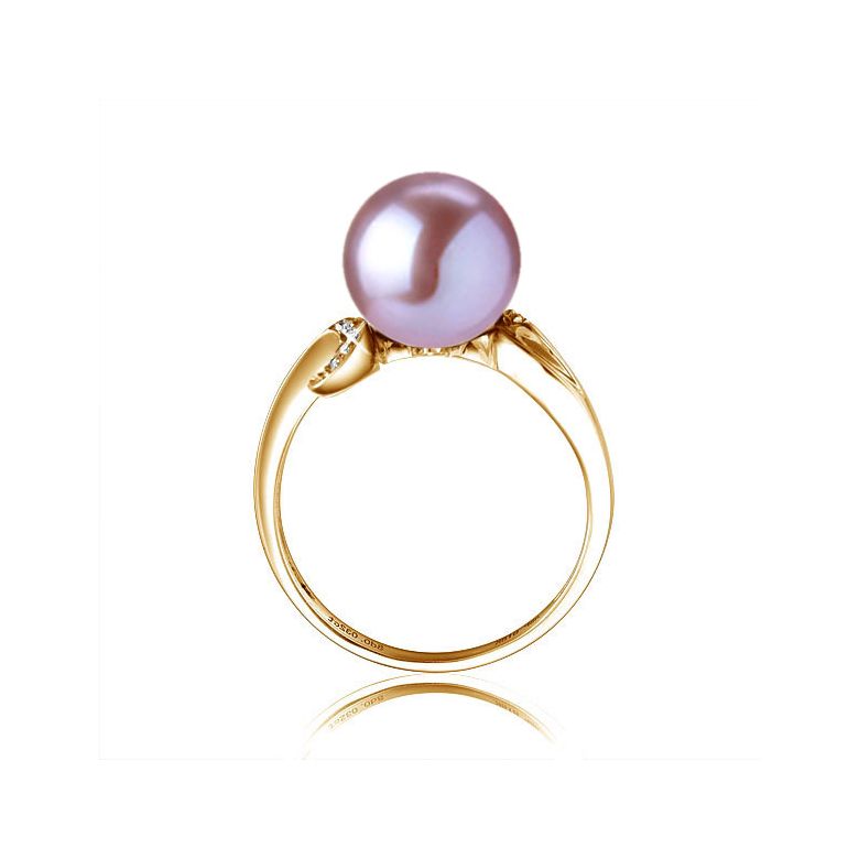 Bague note de musique - Perle de culture blanche, or jaune diamants - 7