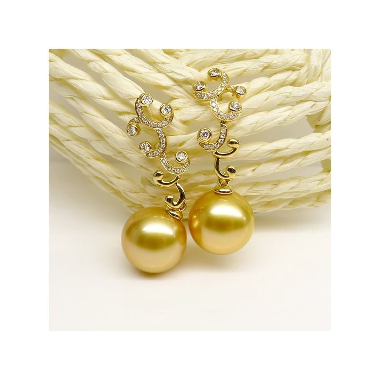 Boucles d'oreilles pétales dorés - Perles d'Australie - 3
