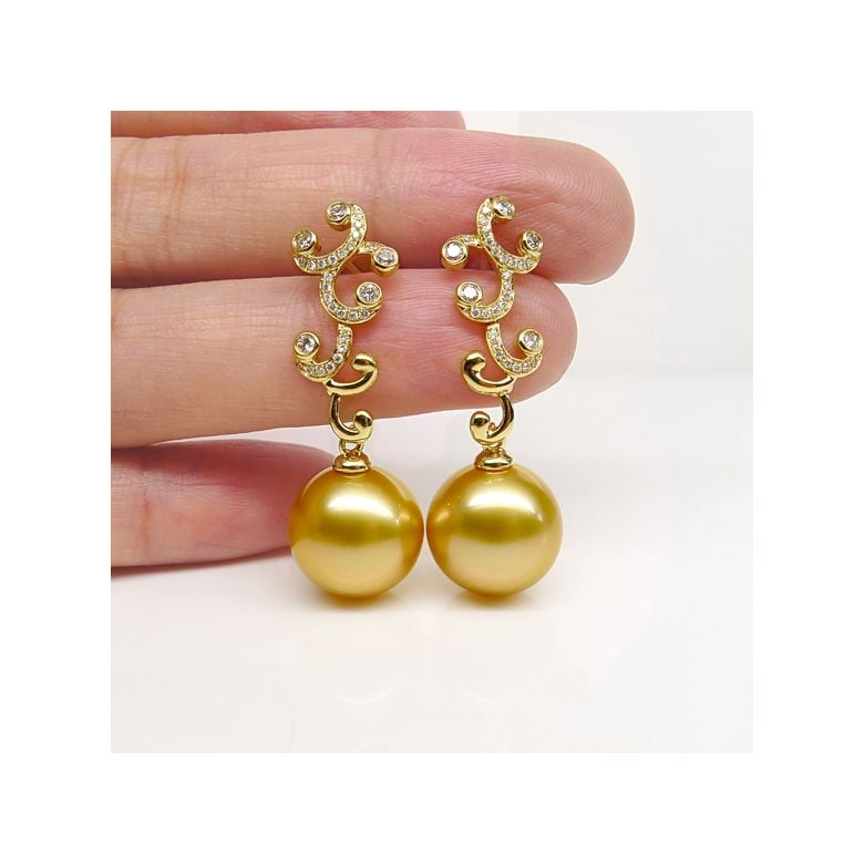 Boucles d'oreilles pétales dorés - Perles d'Australie - 2