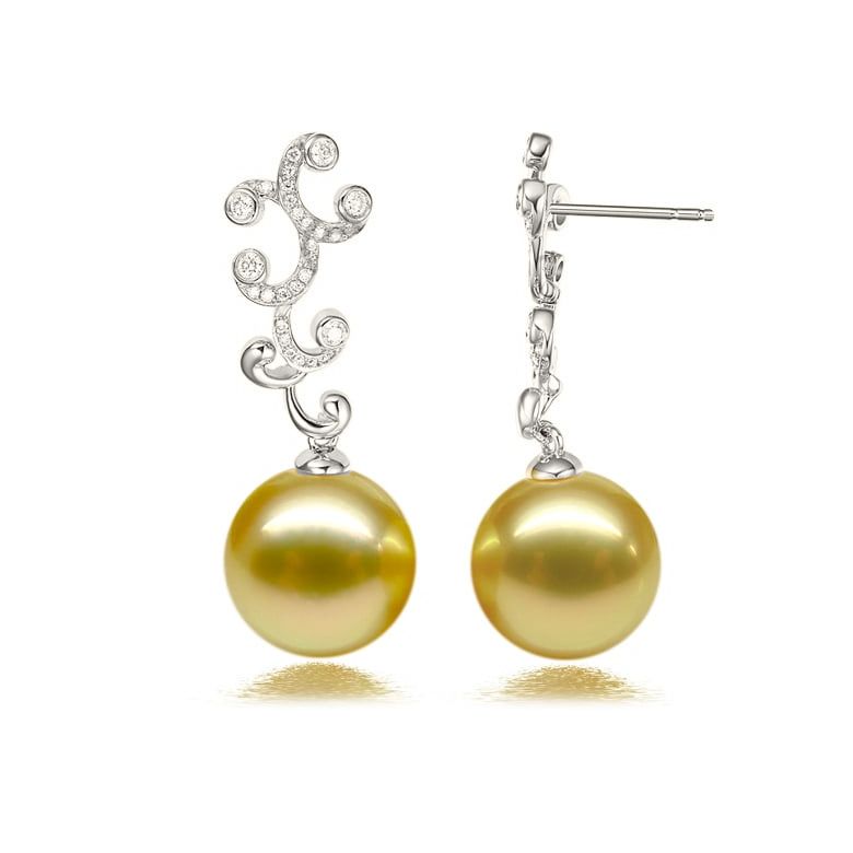 Boucles d'oreilles pétales dorés - Perles d'Australie or blanc - 1