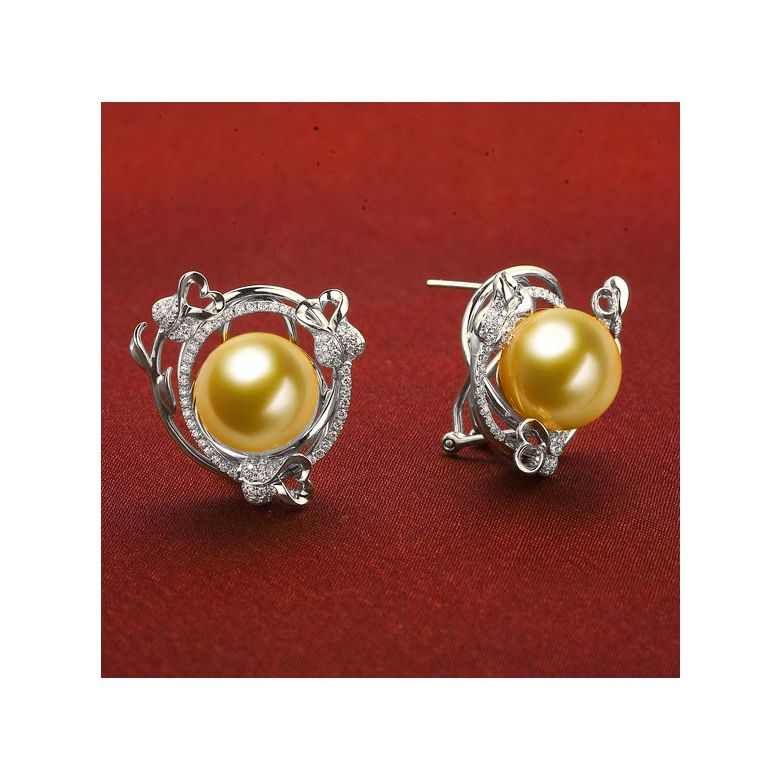 Boucles oreilles la Vie en Rose. Perles mers du Sud gold or blanc - 3