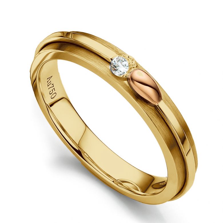 Alliance 2 ors - Diamants 0.15ct or jaune et rose - 1